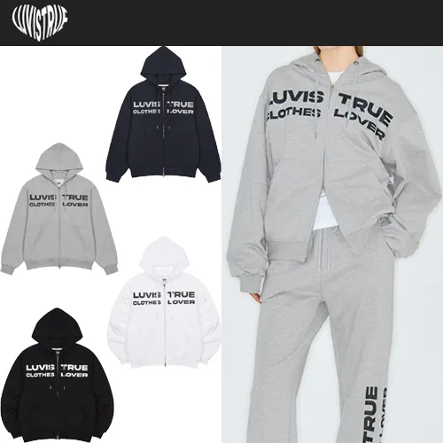 LUV IS TRUE  |Street Style Long Sleeves Logo Hoodies & Sweatshirts