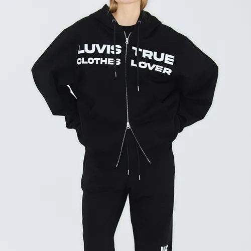 LUV IS TRUE  |Street Style Long Sleeves Logo Hoodies & Sweatshirts