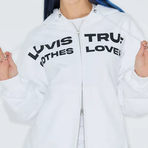 LUV IS TRUE  |Street Style Long Sleeves Logo Hoodies & Sweatshirts