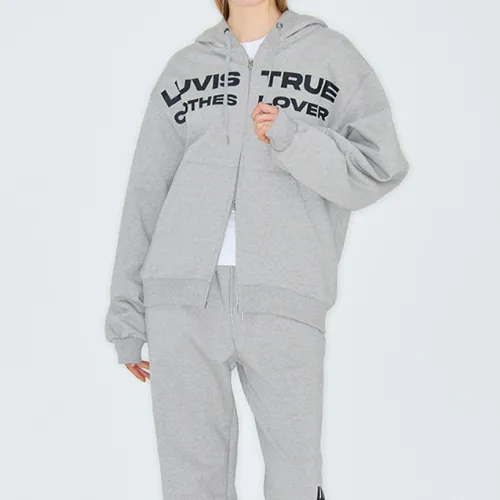 LUV IS TRUE  |Street Style Long Sleeves Logo Hoodies & Sweatshirts