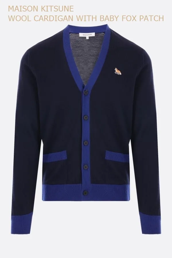 MAISON KITSUNE  |Button-down Wool Plain Logo Designers Cardigans