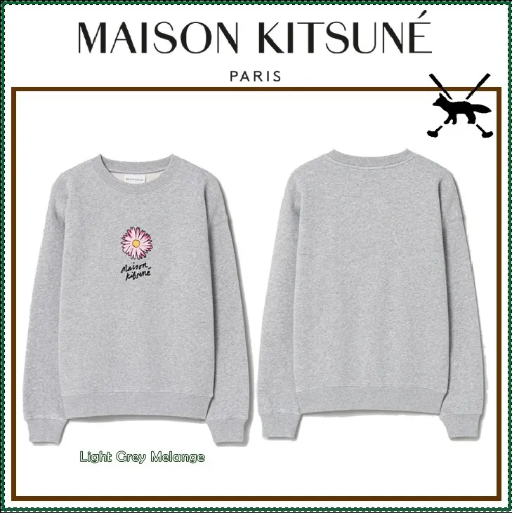 MAISON KITSUNE  |Street Style Long Sleeves Plain Cotton Logo