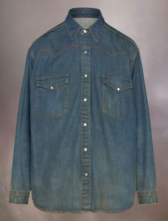 Maison Margiela  |Button-down Denim Long Sleeves Plain Cotton Designers Shirts