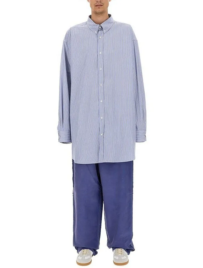 Maison Margiela  |Button-down Stripes Long Sleeves Cotton Oversized Designers