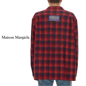 Maison Margiela  |Button-down Tartan Wool Long Sleeves Oversized Designers