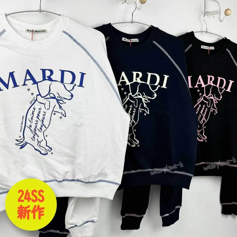 Mardi Mercredi  |Crew Neck Street Style Long Sleeves Plain Cotton Logo