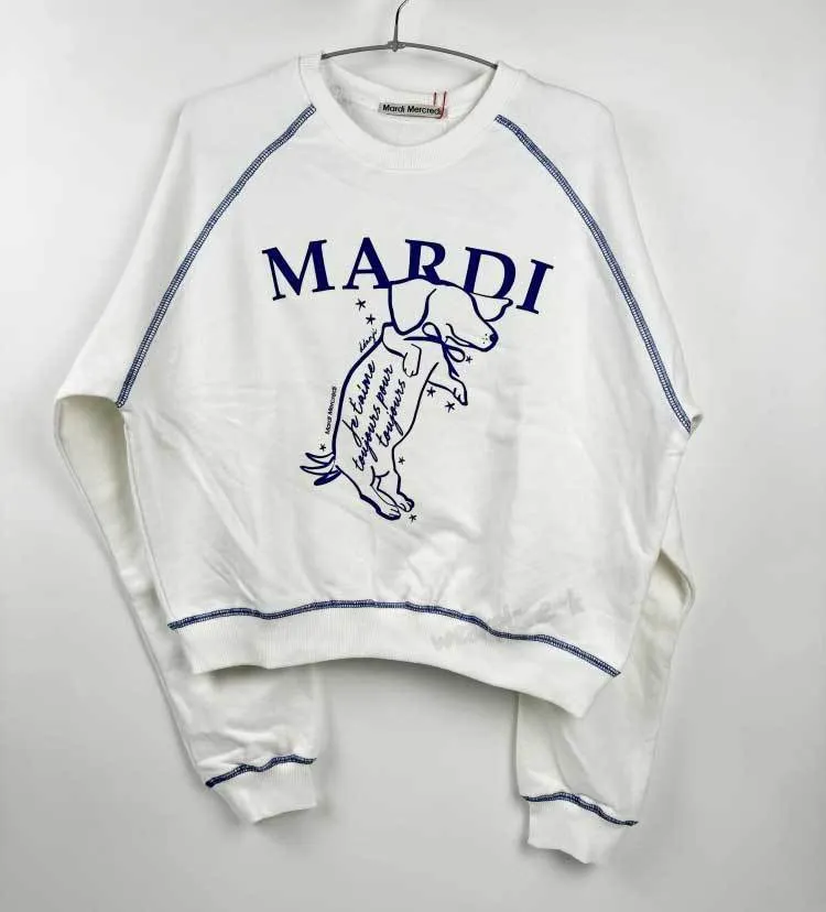 Mardi Mercredi  |Crew Neck Street Style Long Sleeves Plain Cotton Logo