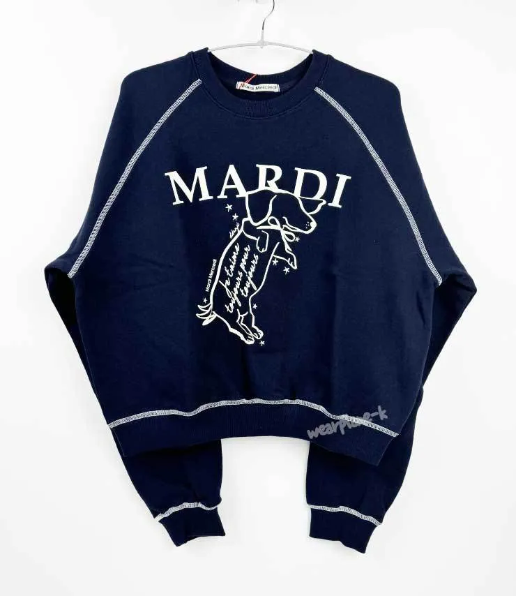 Mardi Mercredi  |Crew Neck Street Style Long Sleeves Plain Cotton Logo