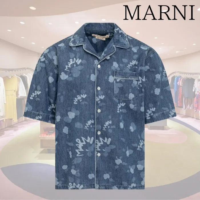 MARNI  |Button-down Dots Street Style Cotton Short Sleeves Logo