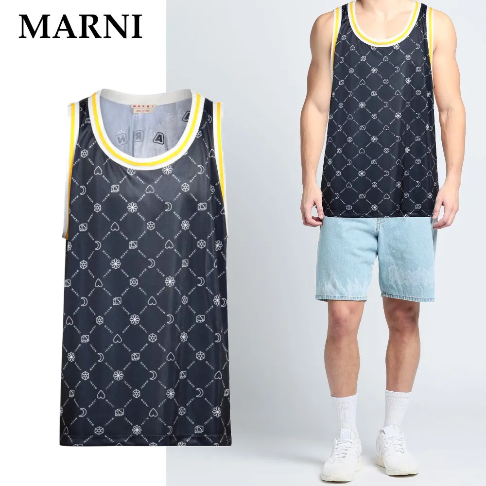 MARNI  |Crew Neck Sleeveless Street Style Oversized Logo Designers