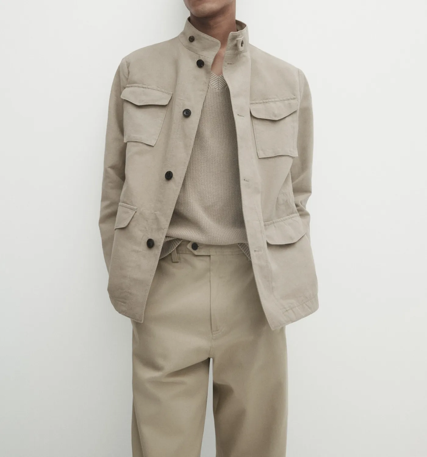 Massimo Dutti  |Button-down Linen Long Sleeves Plain Cotton Front Button