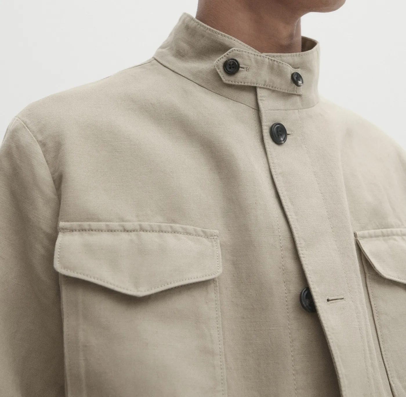 Massimo Dutti  |Button-down Linen Long Sleeves Plain Cotton Front Button