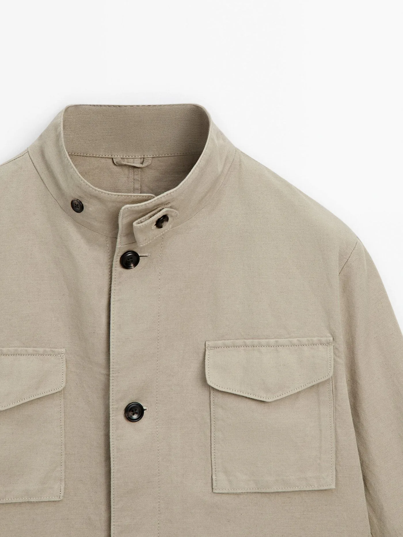 Massimo Dutti  |Button-down Linen Long Sleeves Plain Cotton Front Button