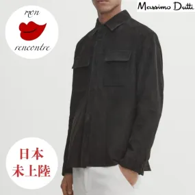 Massimo Dutti  |Button-down Suede Long Sleeves Plain Leather Cotton