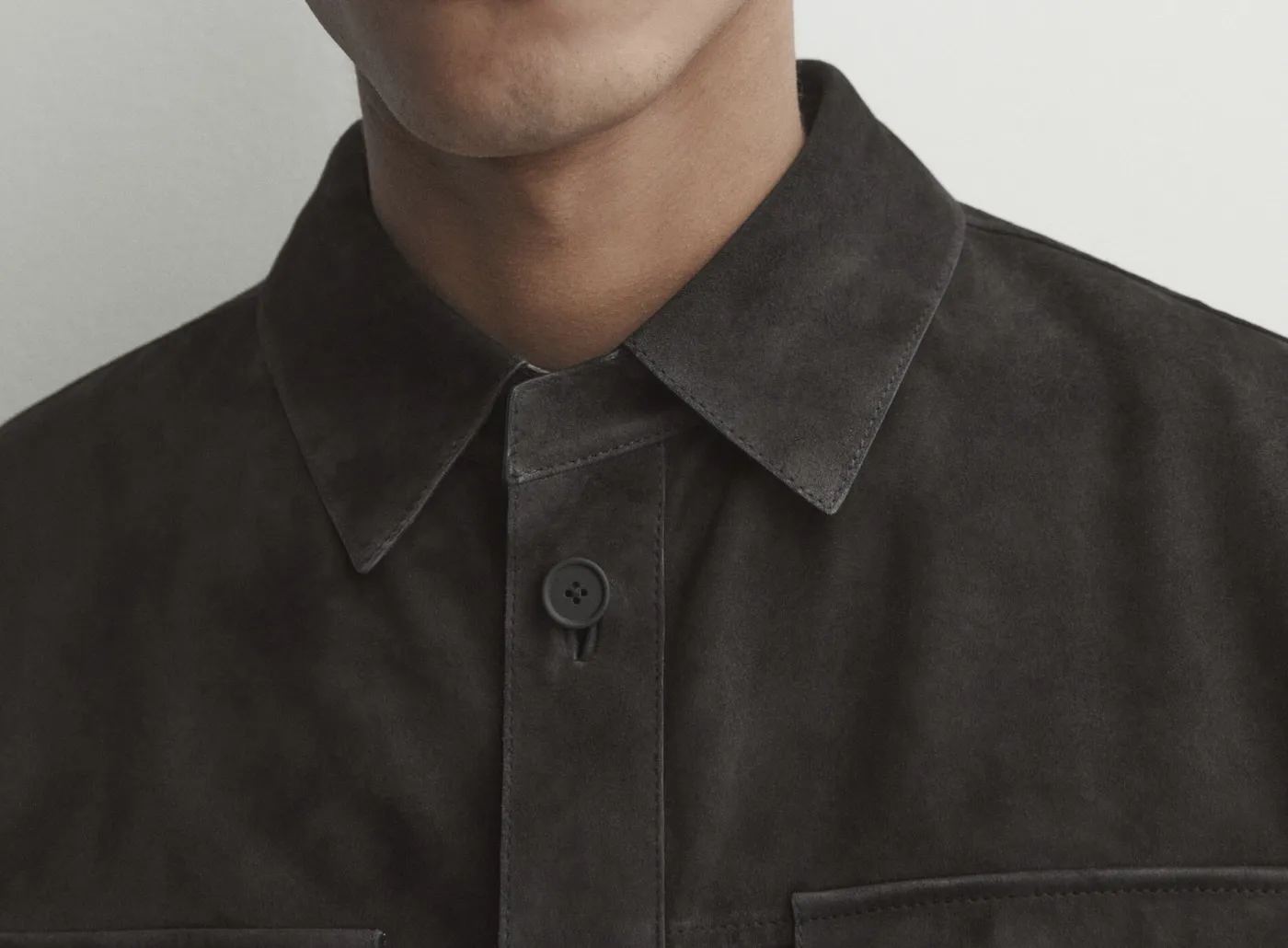 Massimo Dutti  |Button-down Suede Long Sleeves Plain Leather Cotton