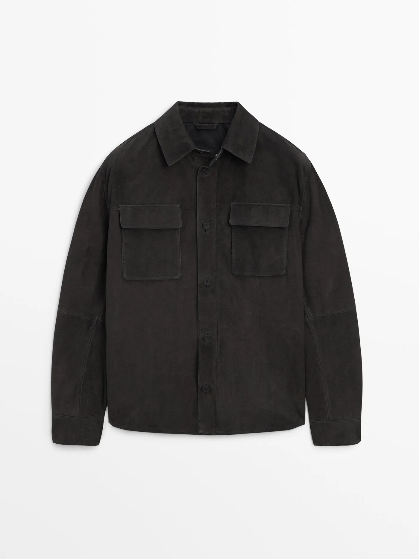 Massimo Dutti  |Button-down Suede Long Sleeves Plain Leather Cotton