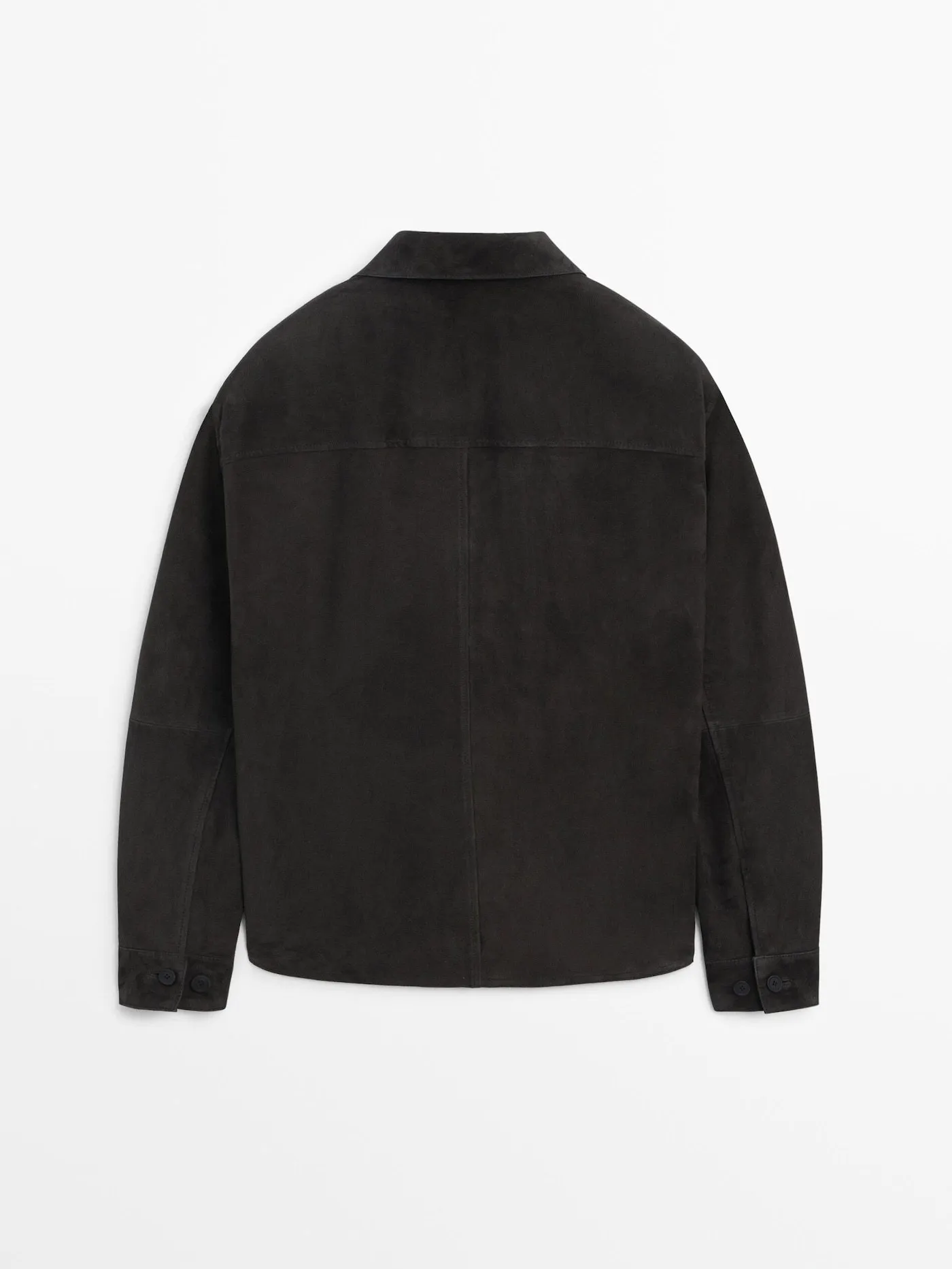 Massimo Dutti  |Button-down Suede Long Sleeves Plain Leather Cotton