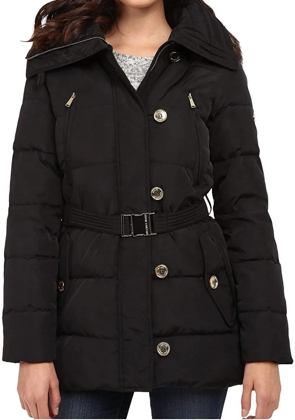 MICHAEL KORS - Fur Trim Hooded Down Coat