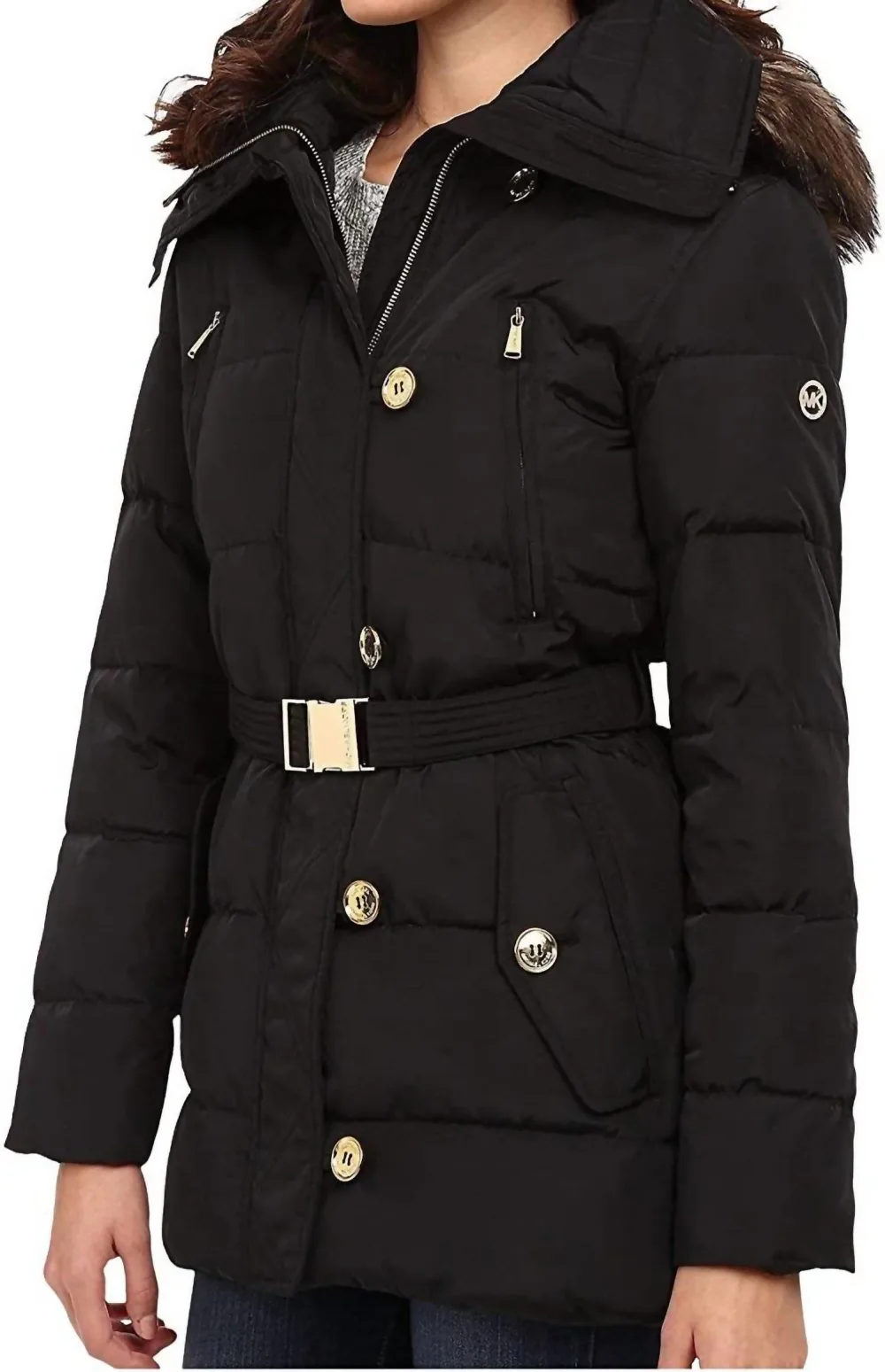 MICHAEL KORS - Fur Trim Hooded Down Coat