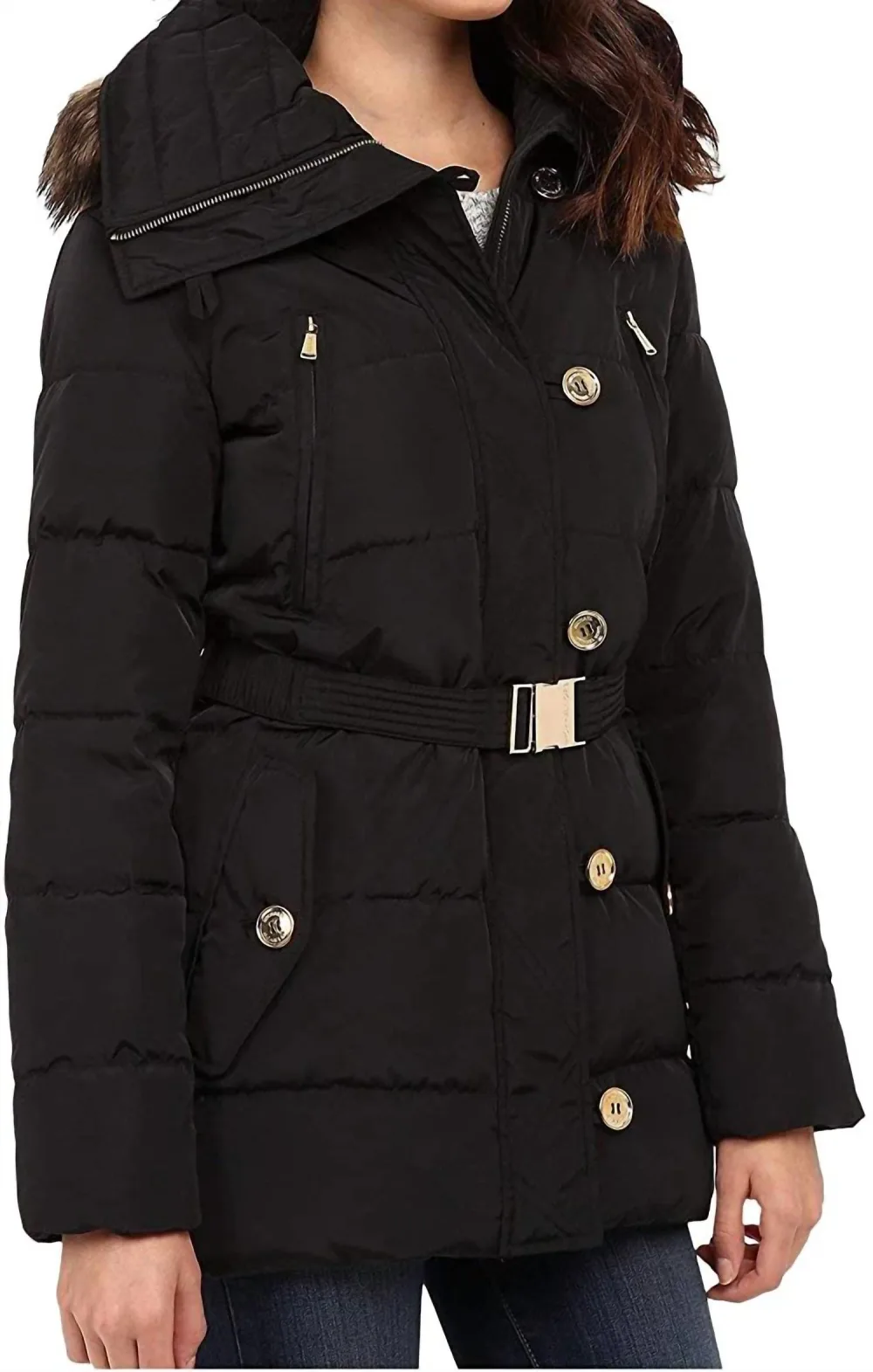 MICHAEL KORS - Fur Trim Hooded Down Coat