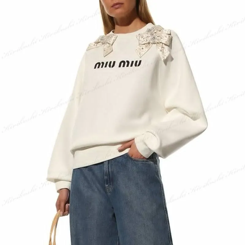 MiuMiu  |Crew Neck Nylon Blended Fabrics Long Sleeves Cotton