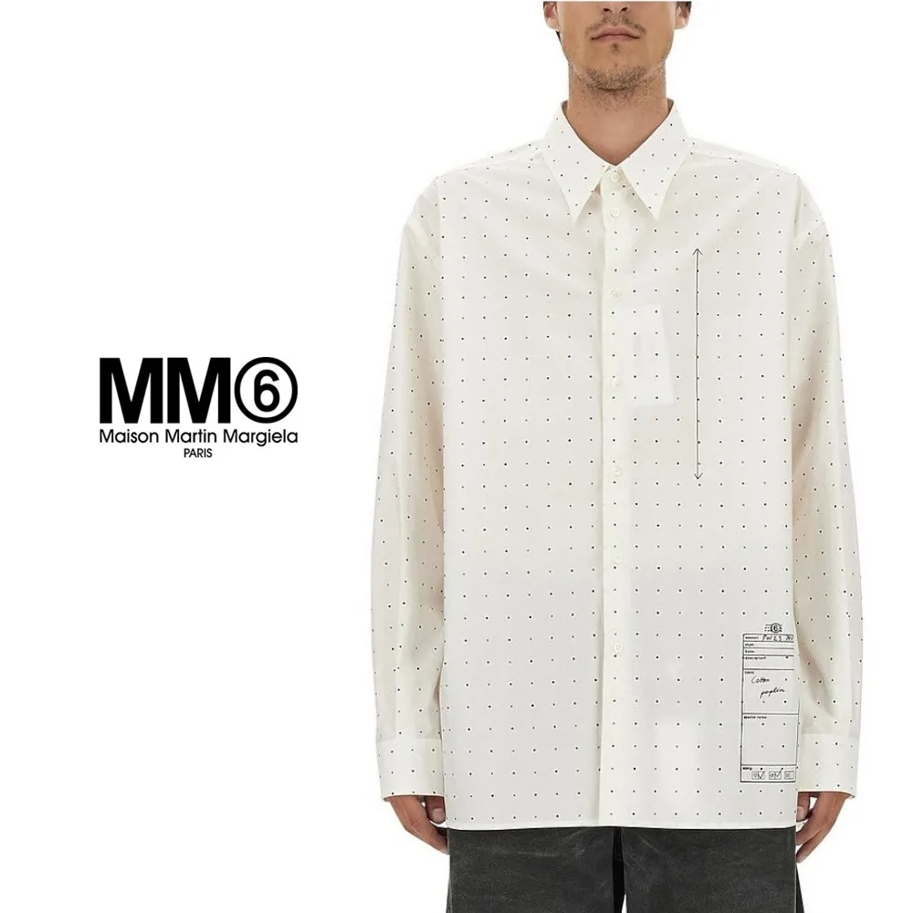 MM6 Maison Margiela  |Button-down Dots Long Sleeves Cotton Oversized Shirts