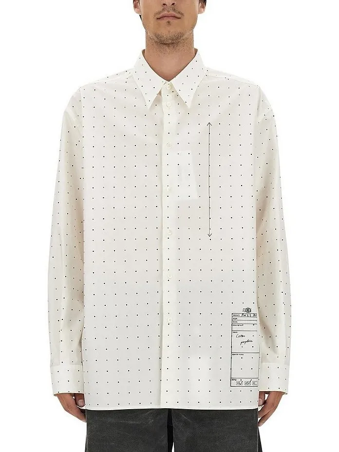 MM6 Maison Margiela  |Button-down Dots Long Sleeves Cotton Oversized Shirts