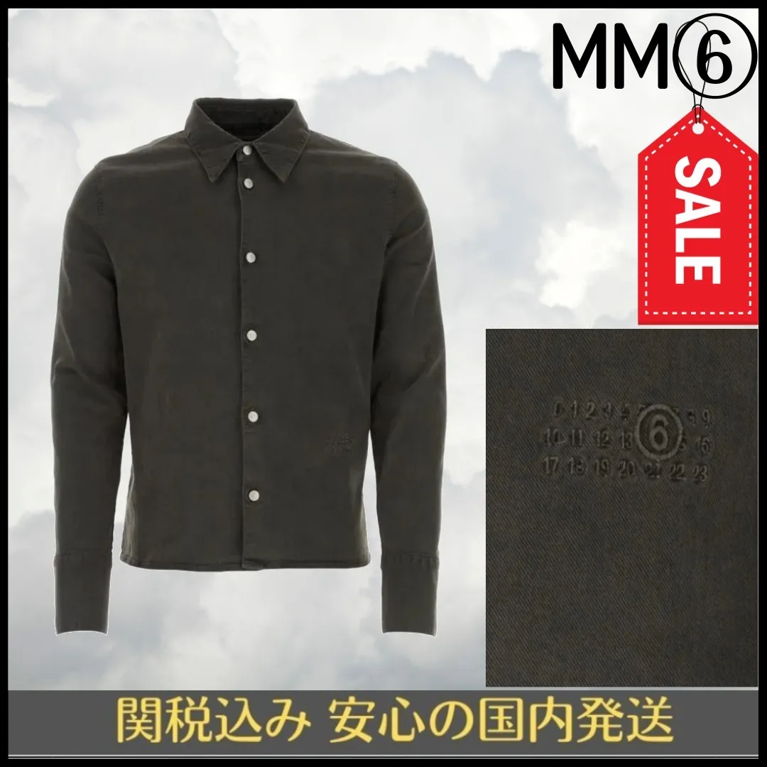 MM6 Maison Margiela  |Button-down Long Sleeves Plain Cotton Logo Shirts