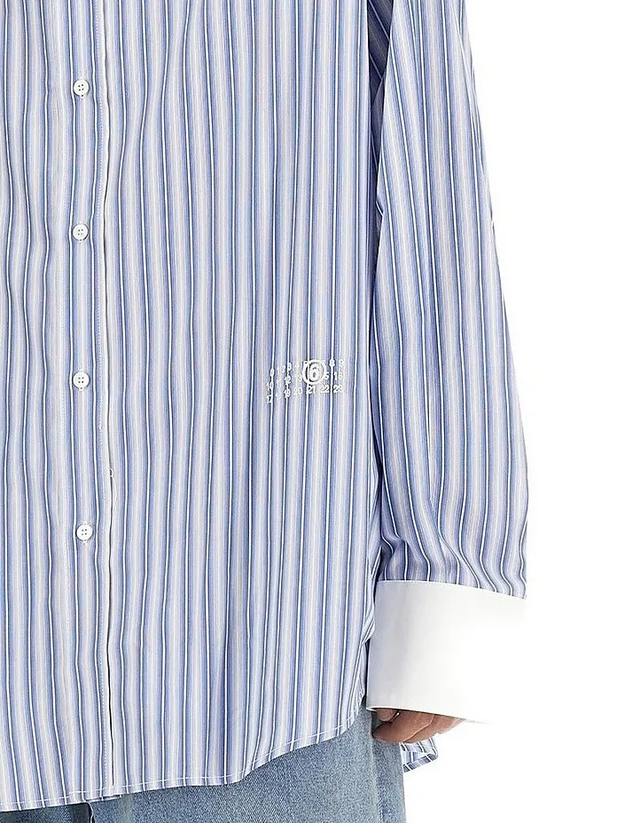 MM6 Maison Margiela  |Button-down Stripes Long Sleeves Cotton Oversized Shirts