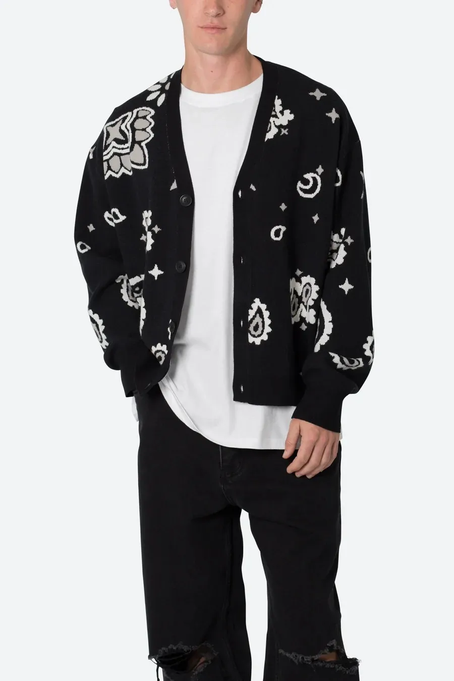 MNML  |Button-down Paisley Nylon Street Style Front Button