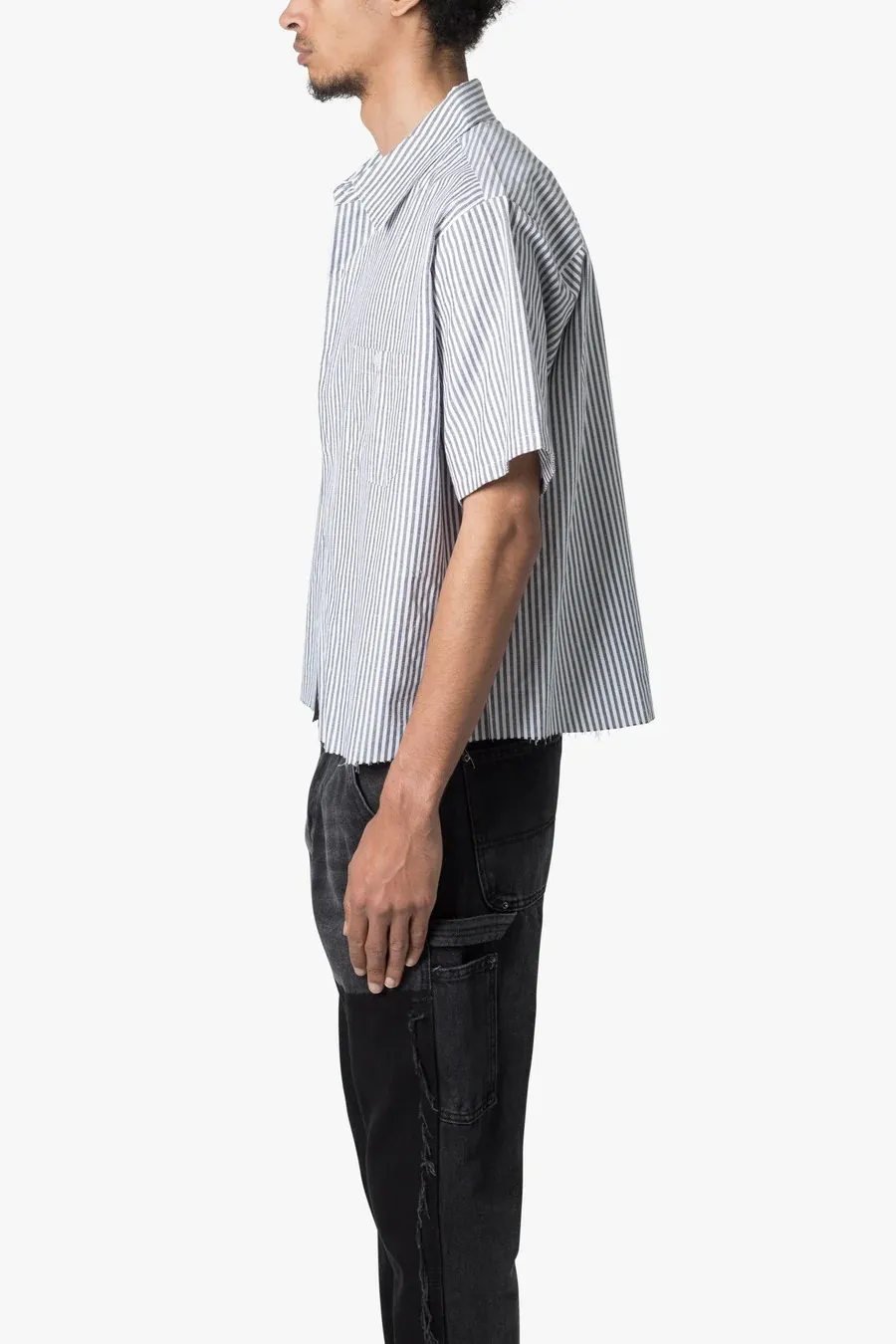 MNML  |Button-down Stripes Street Style Plain Cotton Short Sleeves