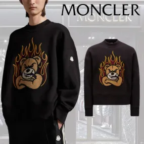 MONCLER  |Crew Neck Unisex Street Style Long Sleeves Plain Cotton Logo