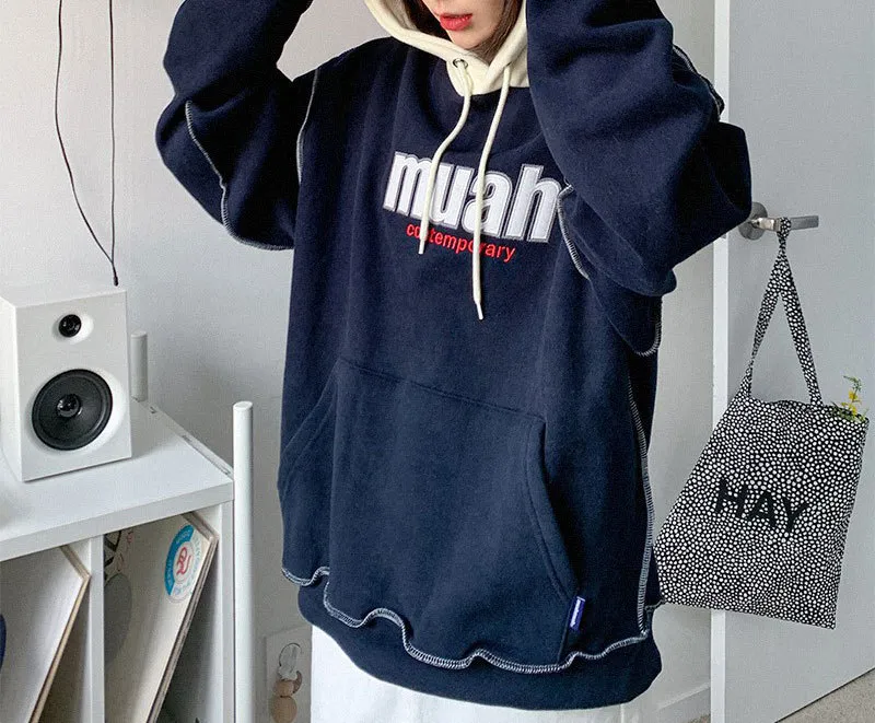 muahmuah  |Unisex Street Style Long Sleeves Plain Cotton Oversized Logo