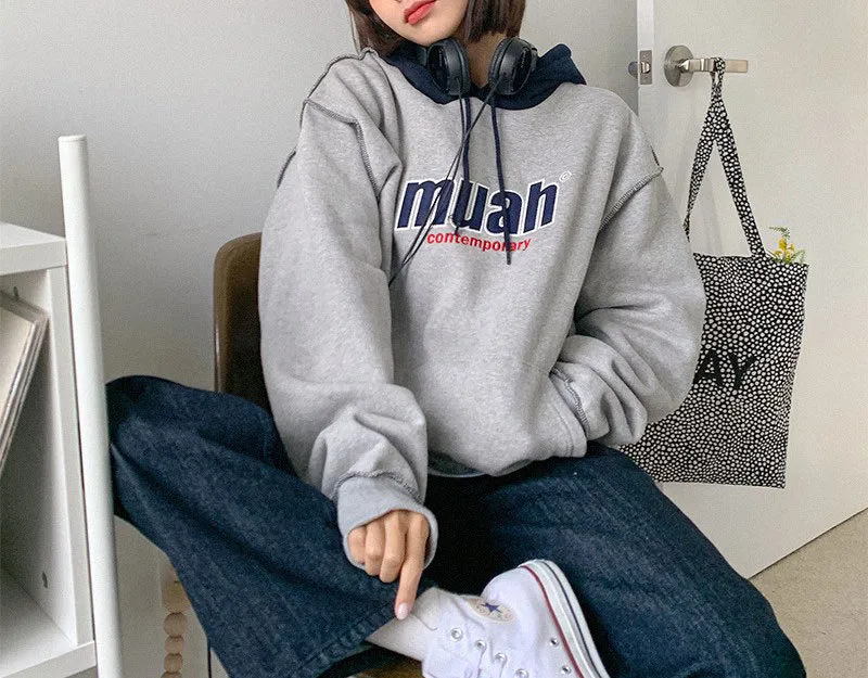 muahmuah  |Unisex Street Style Long Sleeves Plain Cotton Oversized Logo