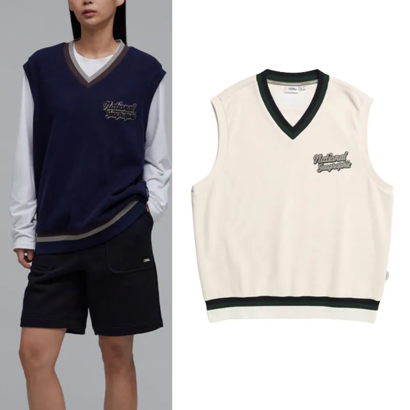 NATIONAL GEOGRAPHIC  |Unisex Street Style Plain Cotton Logo Vests & Gillets