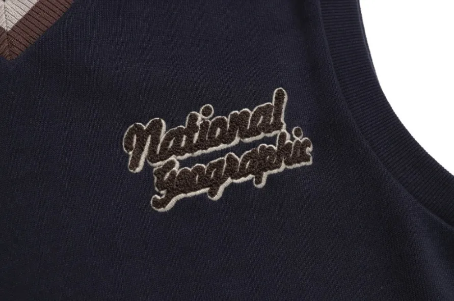 NATIONAL GEOGRAPHIC  |Unisex Street Style Plain Cotton Logo Vests & Gillets