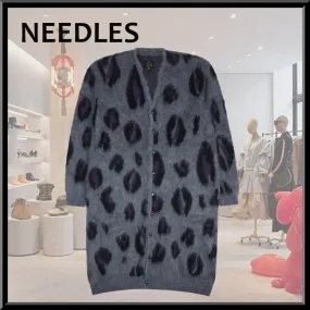 Needles  |Button-down Leopard Patterns Wool Street Style Oversized