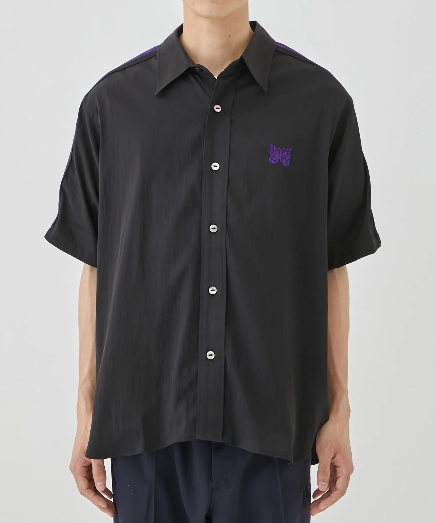 Needles  |Button-down Nylon Street Style Plain Short Sleeves Logo