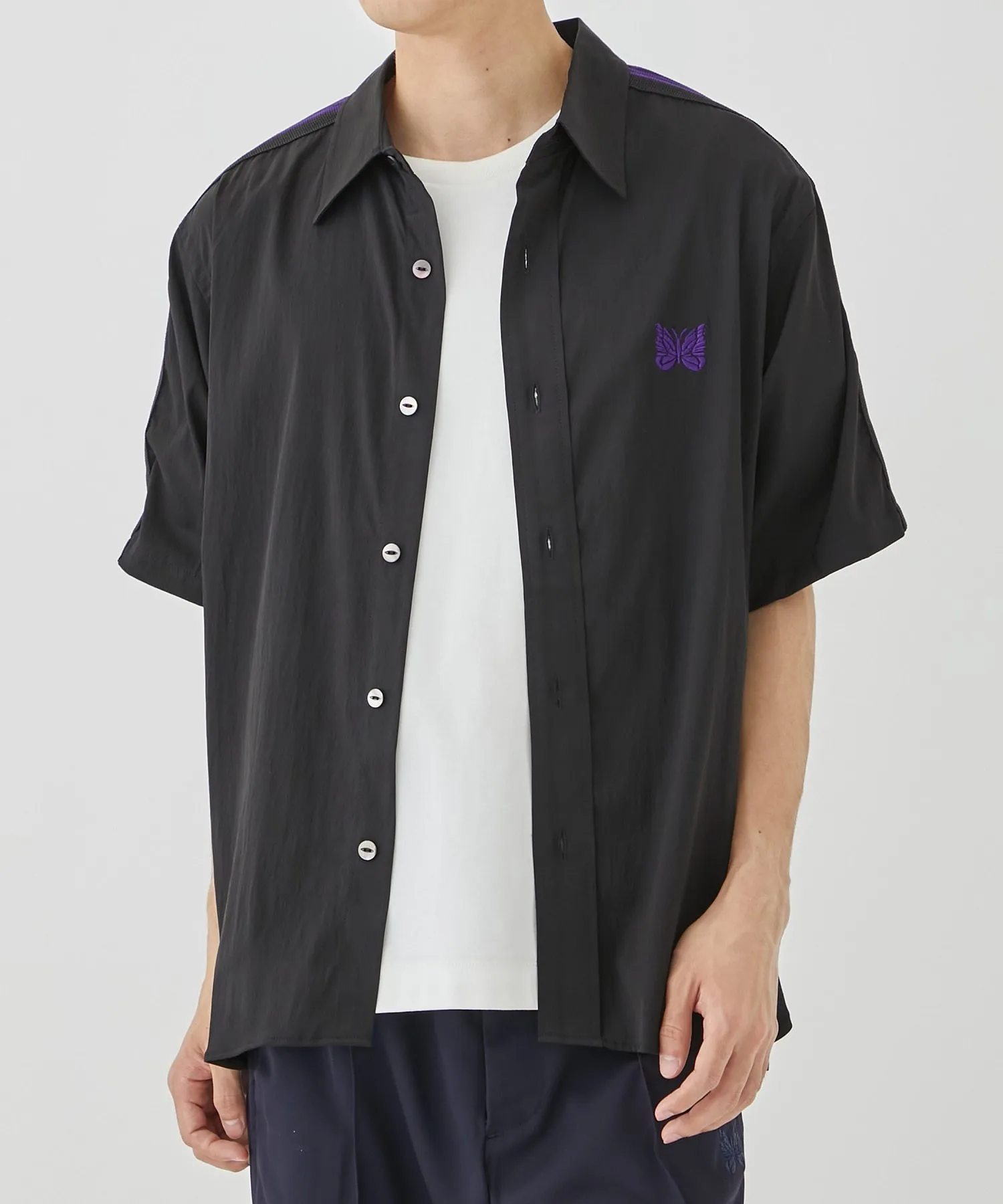 Needles  |Button-down Nylon Street Style Plain Short Sleeves Logo