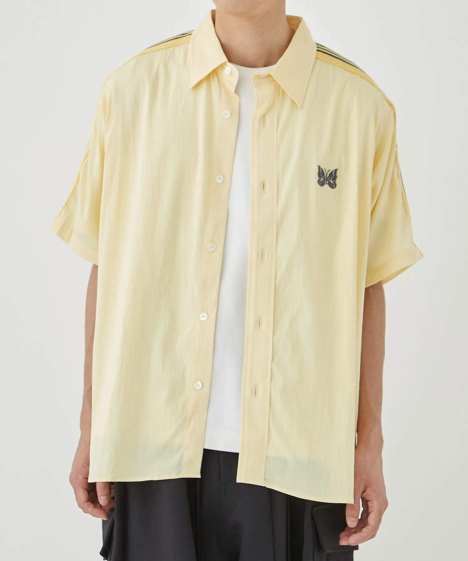 Needles  |Button-down Nylon Street Style Plain Short Sleeves Logo