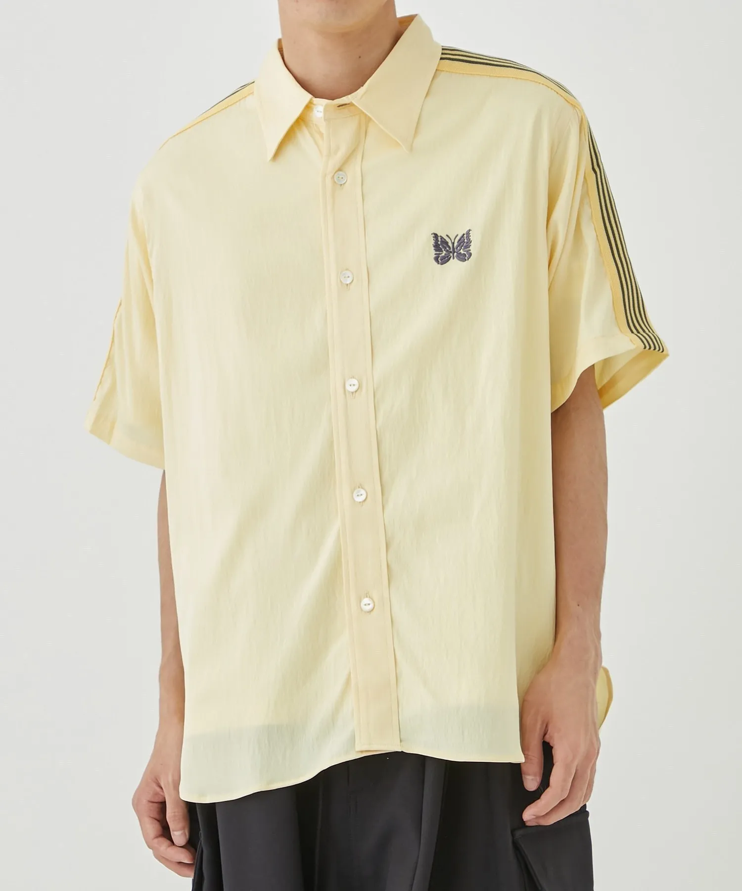 Needles  |Button-down Nylon Street Style Plain Short Sleeves Logo