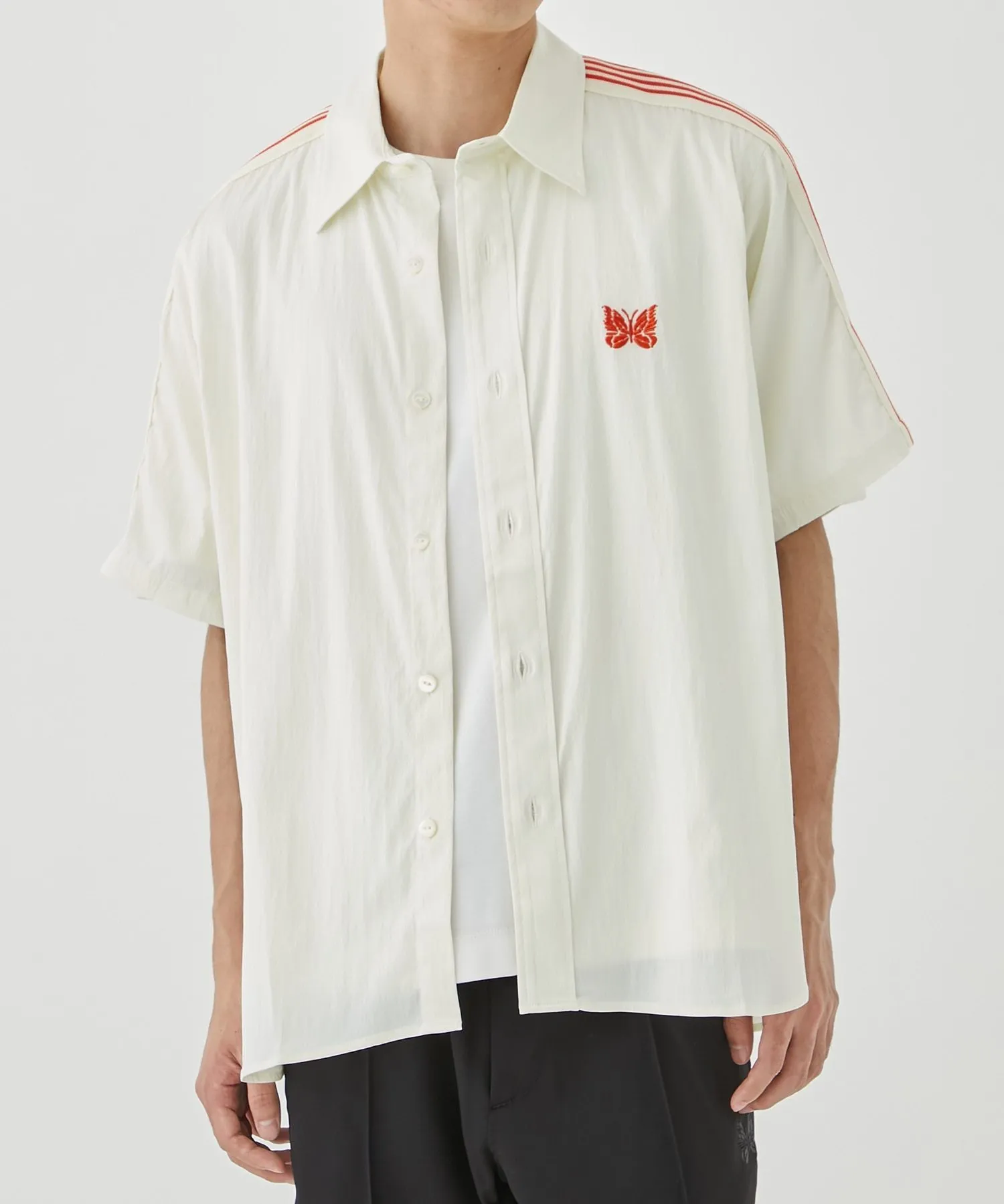 Needles  |Button-down Nylon Street Style Plain Short Sleeves Logo