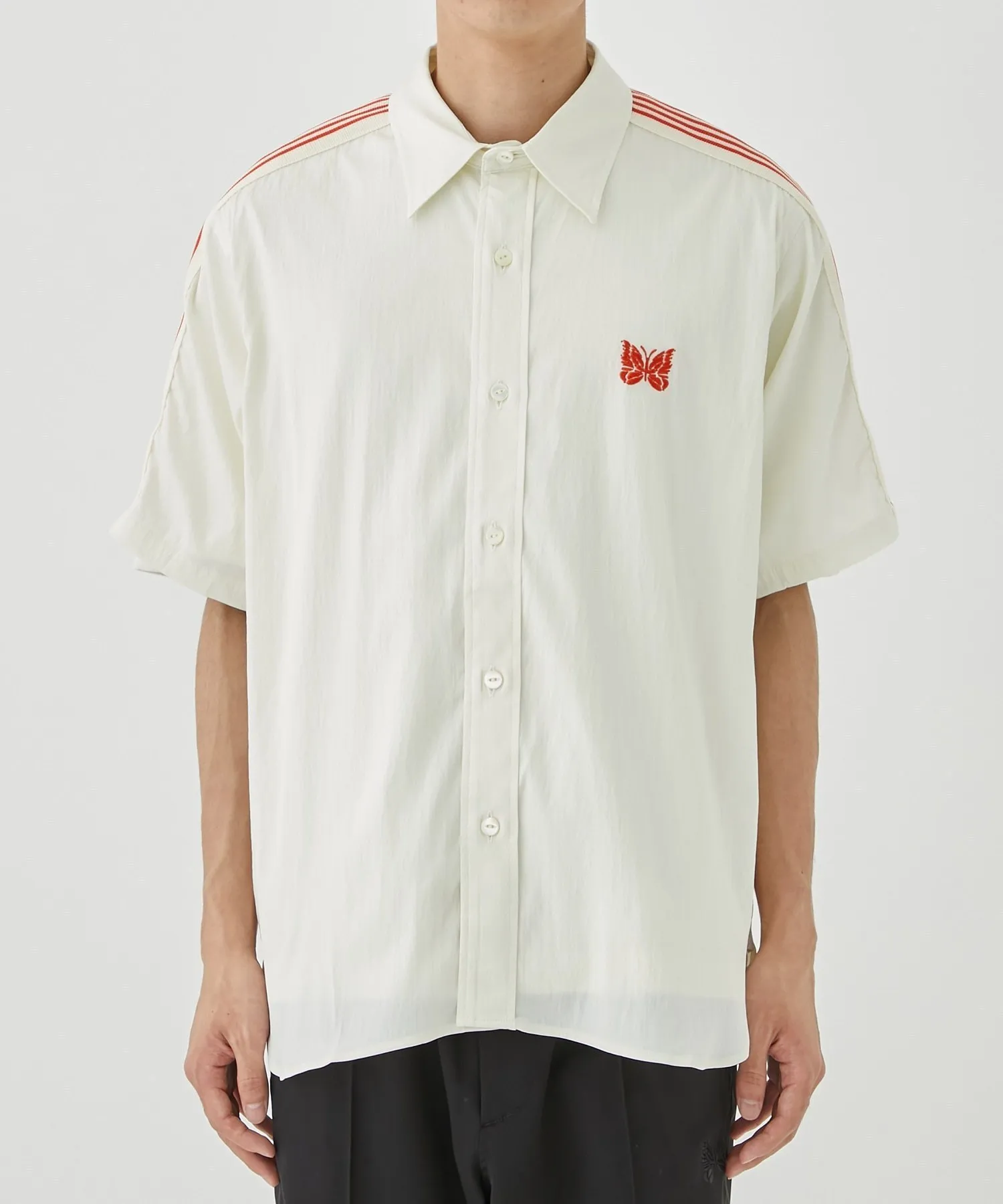 Needles  |Button-down Nylon Street Style Plain Short Sleeves Logo