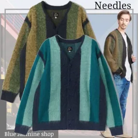 Needles  |Button-down Stripes Wool Nylon Street Style Collaboration