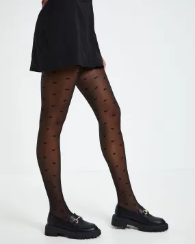 Neon Hart Mesh Heart Tights Black