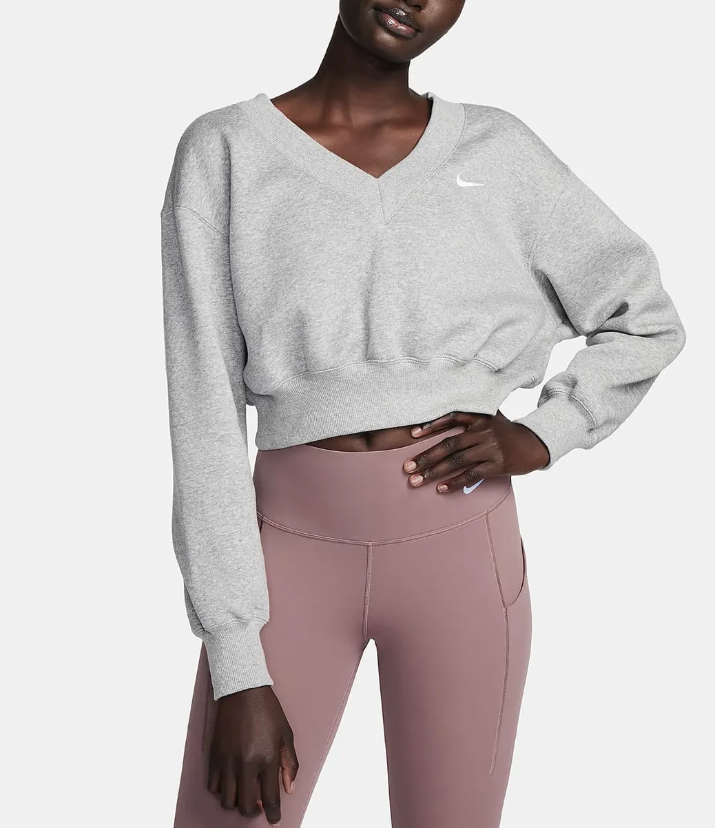 Nike  |Unisex Street Style V-Neck Long Sleeves Plain Cotton Logo