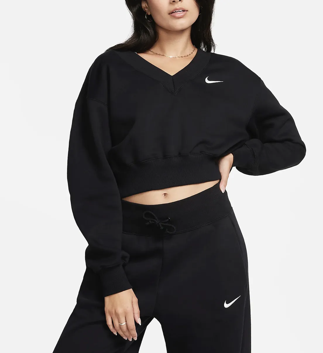 Nike  |Unisex Street Style V-Neck Long Sleeves Plain Cotton Logo