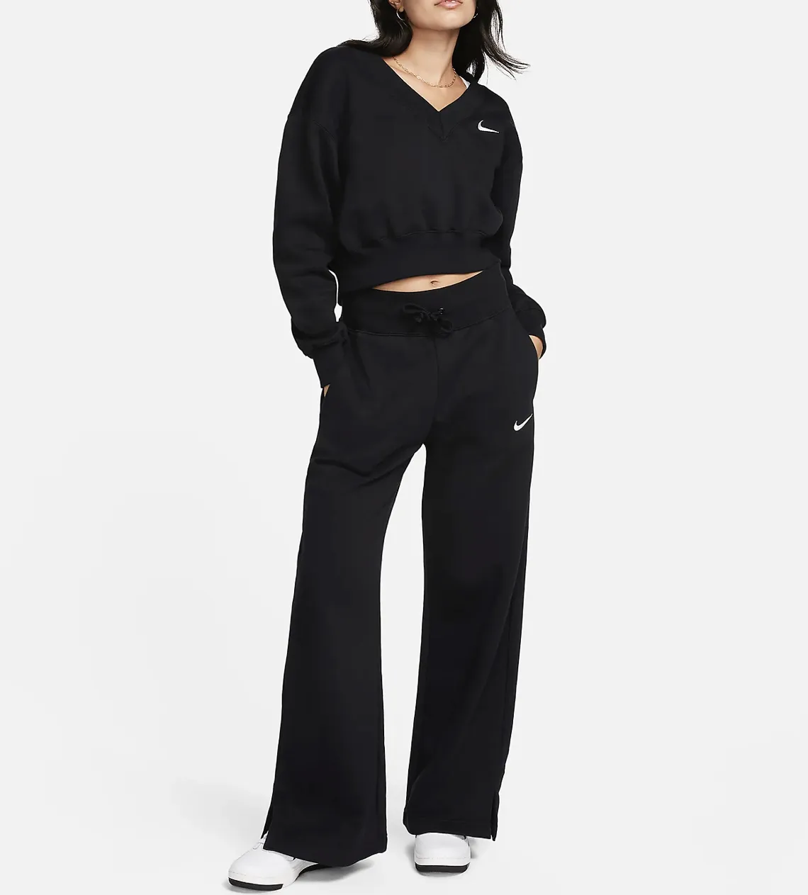 Nike  |Unisex Street Style V-Neck Long Sleeves Plain Cotton Logo