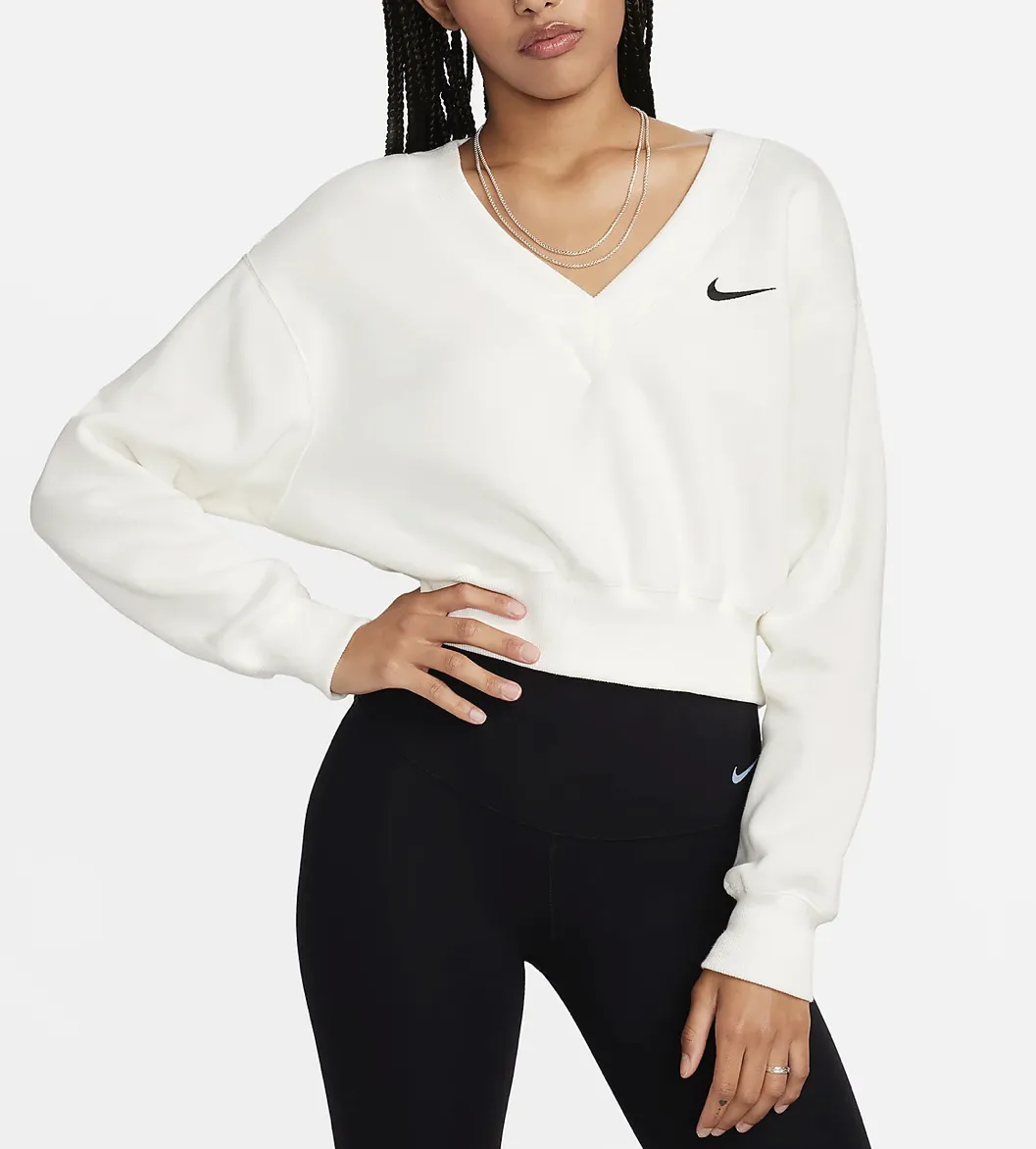 Nike  |Unisex Street Style V-Neck Long Sleeves Plain Cotton Logo