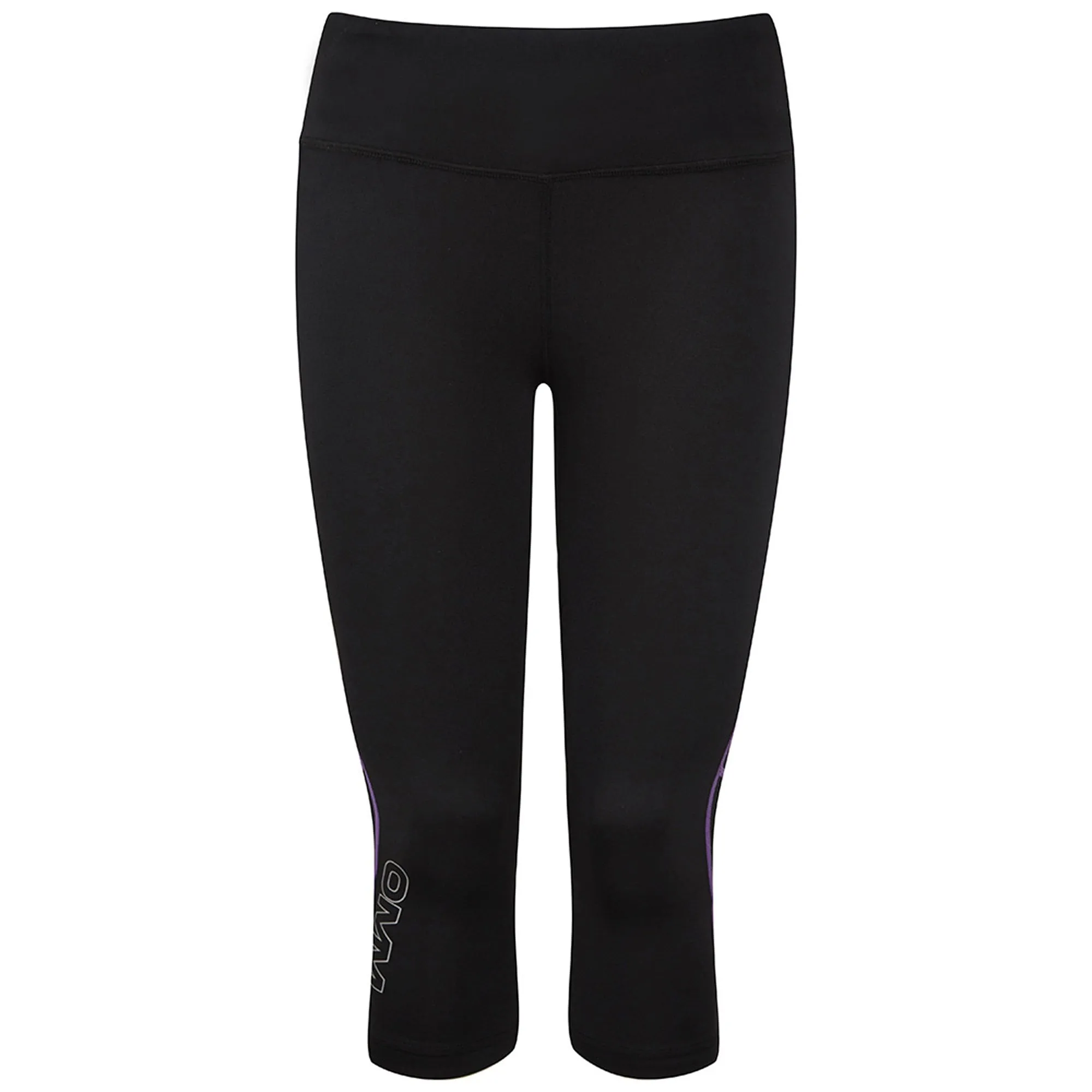 OMM  Flash Tights 0.75 Womens Cropped Running Tights Black/Purple